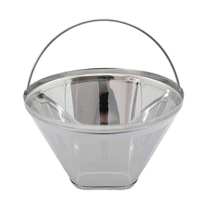 Конусный кофейный фильтр для кофе многоразовый из нержавеющей стали с ручкой