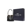 COACH Willow Polished Pebbled Leather Bucket Bag, Portable Crossbody Bag, Shoulder Bag Medium Women's Brass & Black C3916-B4BK