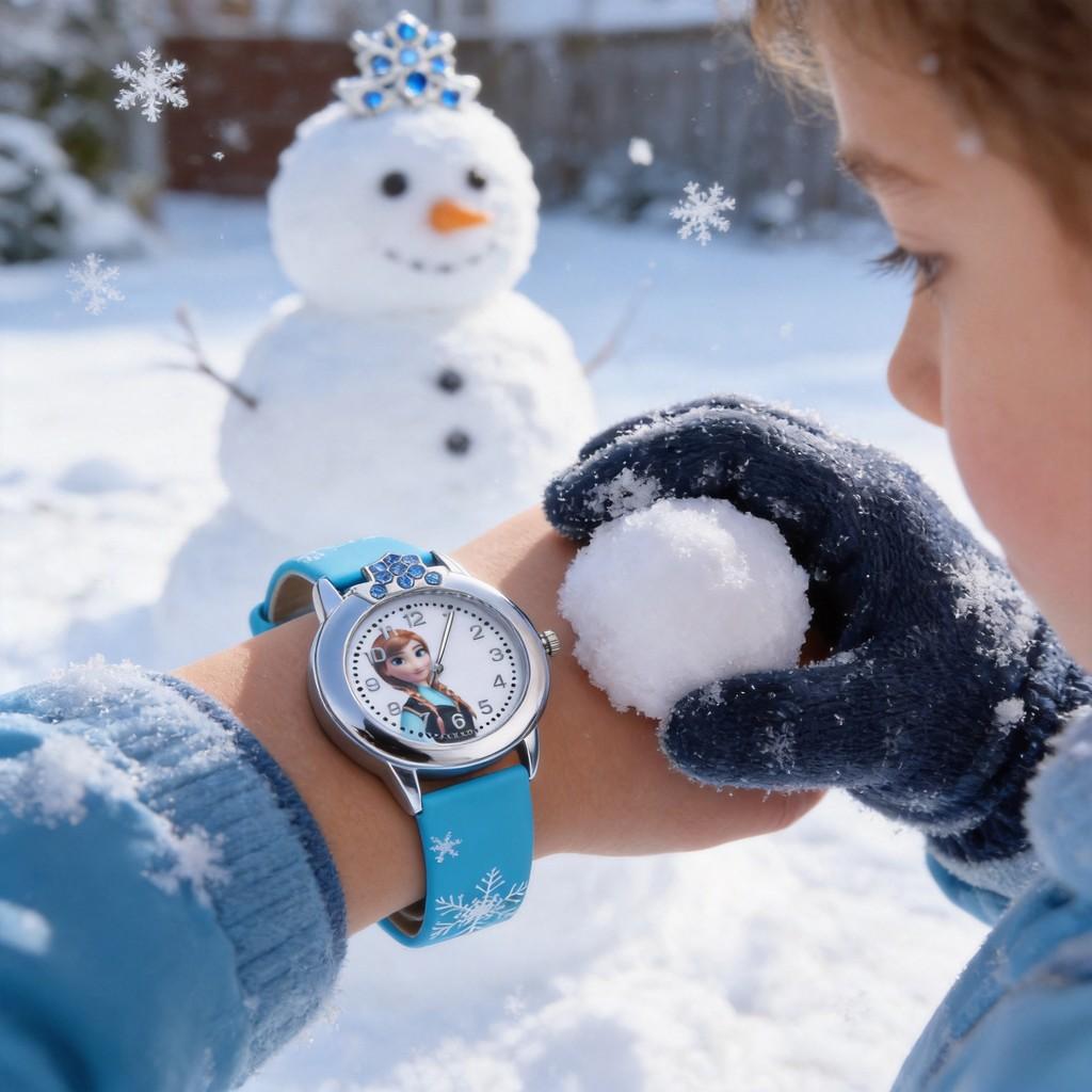 Водонепроницаемые кварцевые часы Frozen для детей с мультяшным циферблатом для школьников