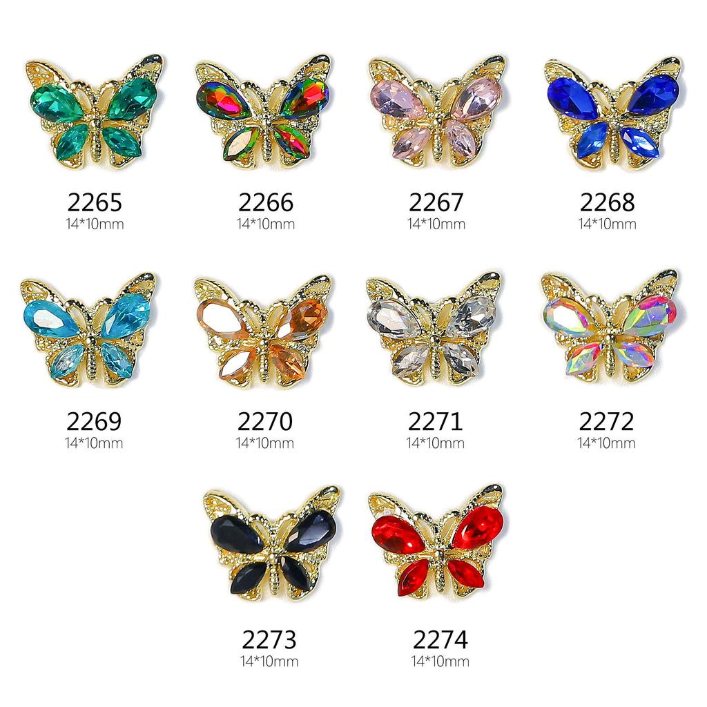 Nail Art Accessories Dream Crystal Butterfly Zircon Super Flash Three-Dimensional Alloy Nail Butterfly Accessories