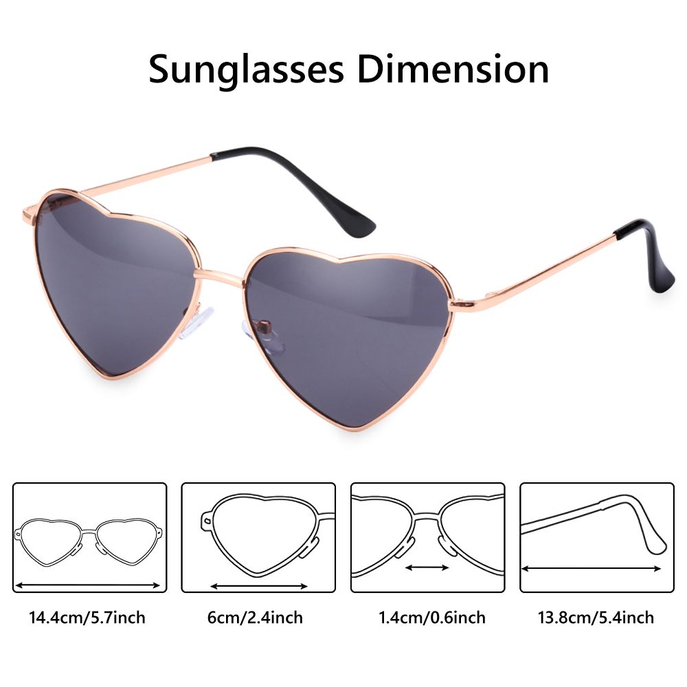 Women Ocean Lenses Outdoor Goggles Heart Shaped Sunglasses Metal Frame Gradient Sun Glasses