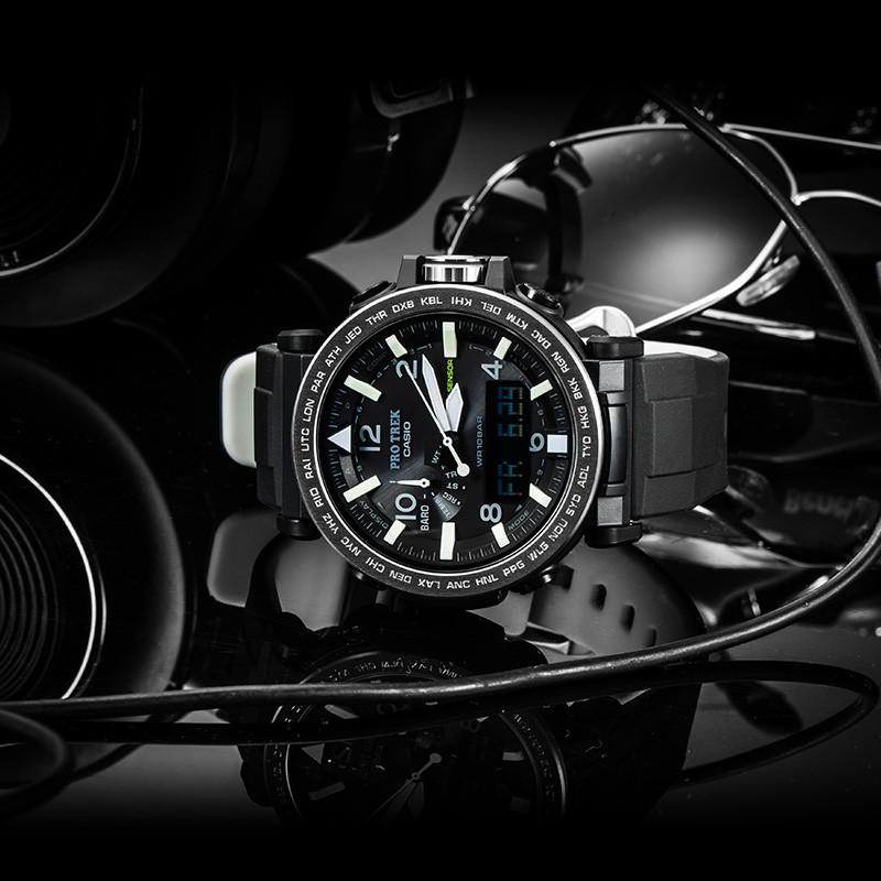 Casio Серия PRO TREK-PRG Модные спортивные часы для активного отдыха с солнечной батареей, кварцевым механизмом, ремешком из смолы, японские и корейские часы, мужские часы, черные PRG-650-1PR