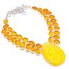 Natural Baltic Amber, Citrine 925 Sterling Silver Jewelry Necklace 18" F2R48