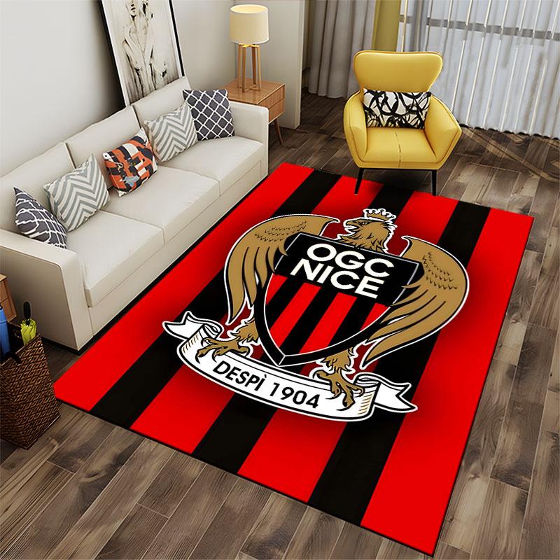 OGC Nice Logo Red Black Design suitable as a non-slip mat for the living room or bedroom sofa