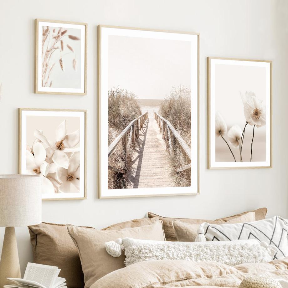 Хвост кролика, трава, тростник, цветок, пляжный песок, настенное искусство, плакаты на скандинавскую тему и принты, холст, живопись, настенные панно для декора гостиной