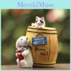 Cute Cartoon Wine Barrel Cat And Dog Mini Model Ornament For Photography And Gift Use