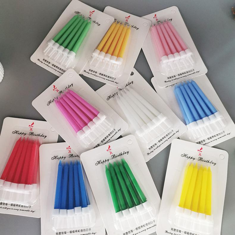 Colorful Jelly Color Long Pole, Bright Pole, Colorful Birthday Cake, Small Candle, Children's Macaron Party Milk Green