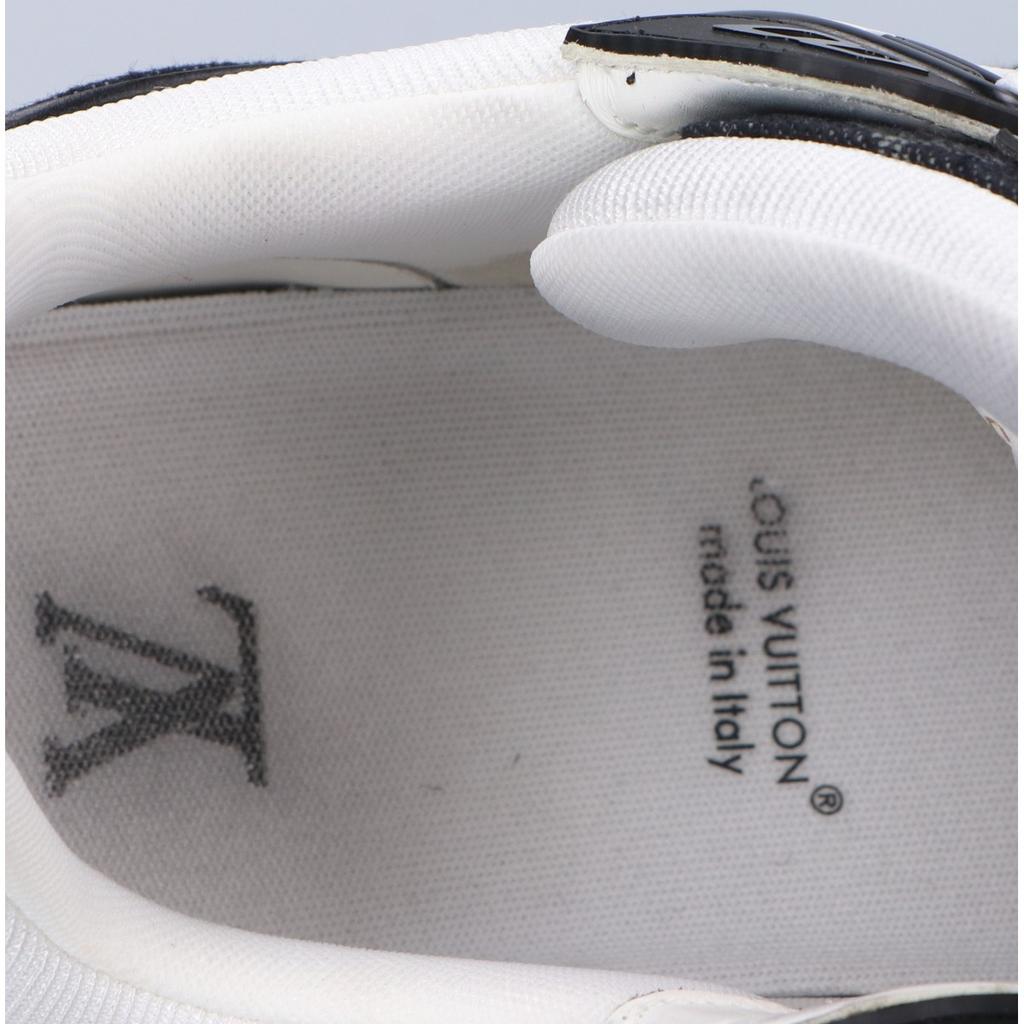 LOUIS VUITTON 1A9JGF LV Trainer Monogram Denim and Grained Calf Leather Sneakers shoes 8 1/2 blackUsed