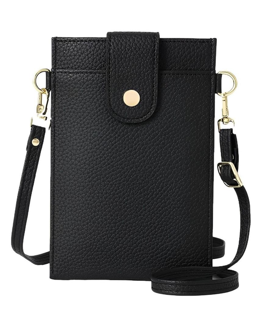 Four Leaf Smartphone Fits and Vertical Shoulder Bag with Integrated Wallet and Coin Women's Pouch, Smartphone, Coins, Cards. Lightweight, Purse.