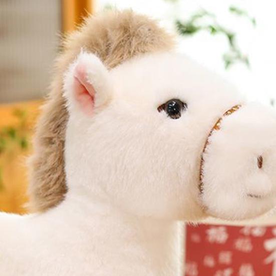 Realistic Horse Plush Toy Year of The Horse Zodiac Soft Stuffed Animal with PP Cotton Filling 2026 Chinese New Year Gift