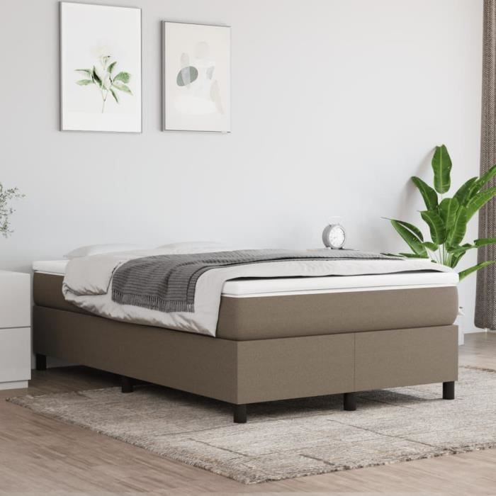 3144411 vidaXL Divan Bed with Mattress Taupe 120x200 Cm Fabric