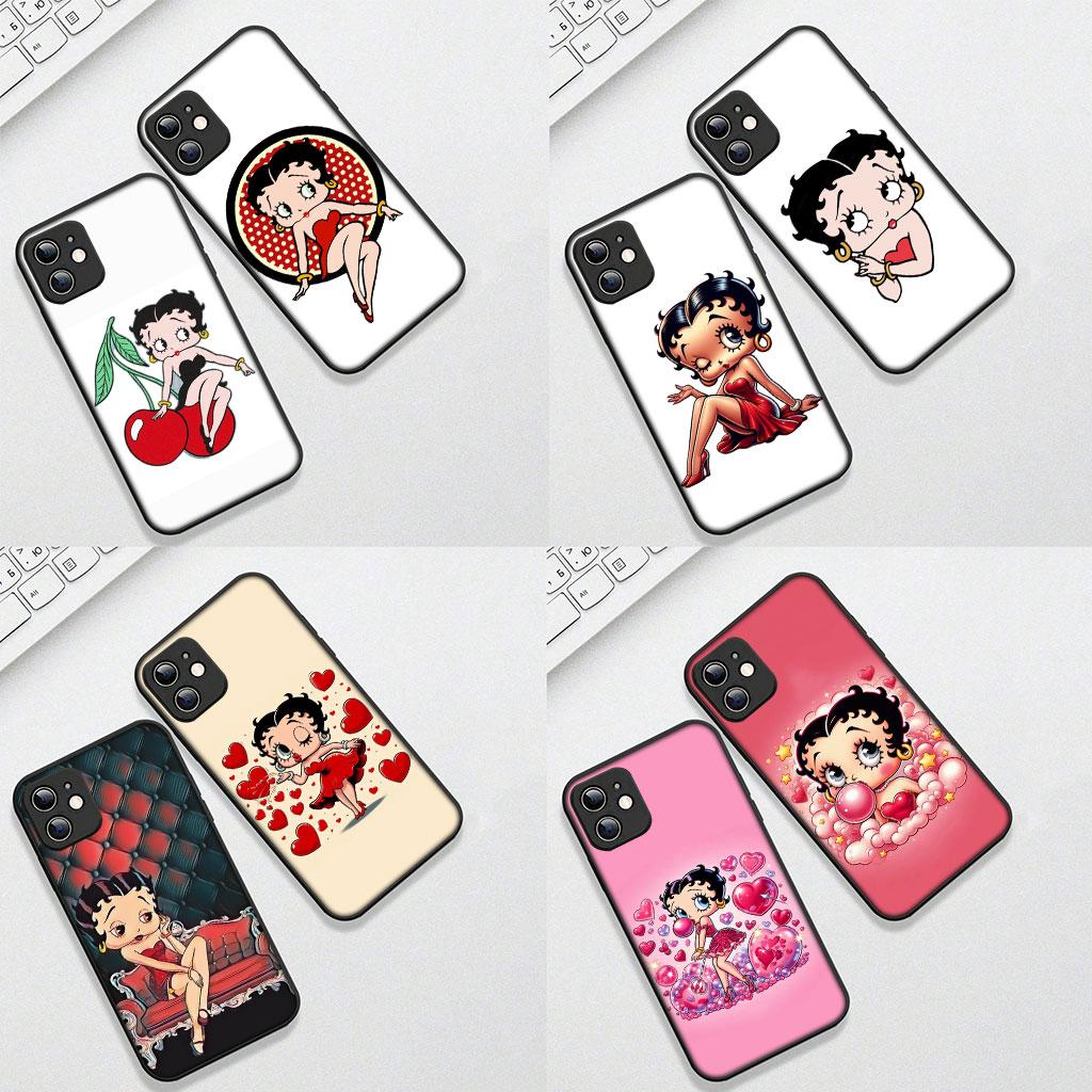 Мягкий чехол для телефона Apple iPhone 17 16 14 15 Pro Max Plus 15+ 16E XR ProMax Air Case B-Bettys Мультяшный B-Boops Аниме Чехол