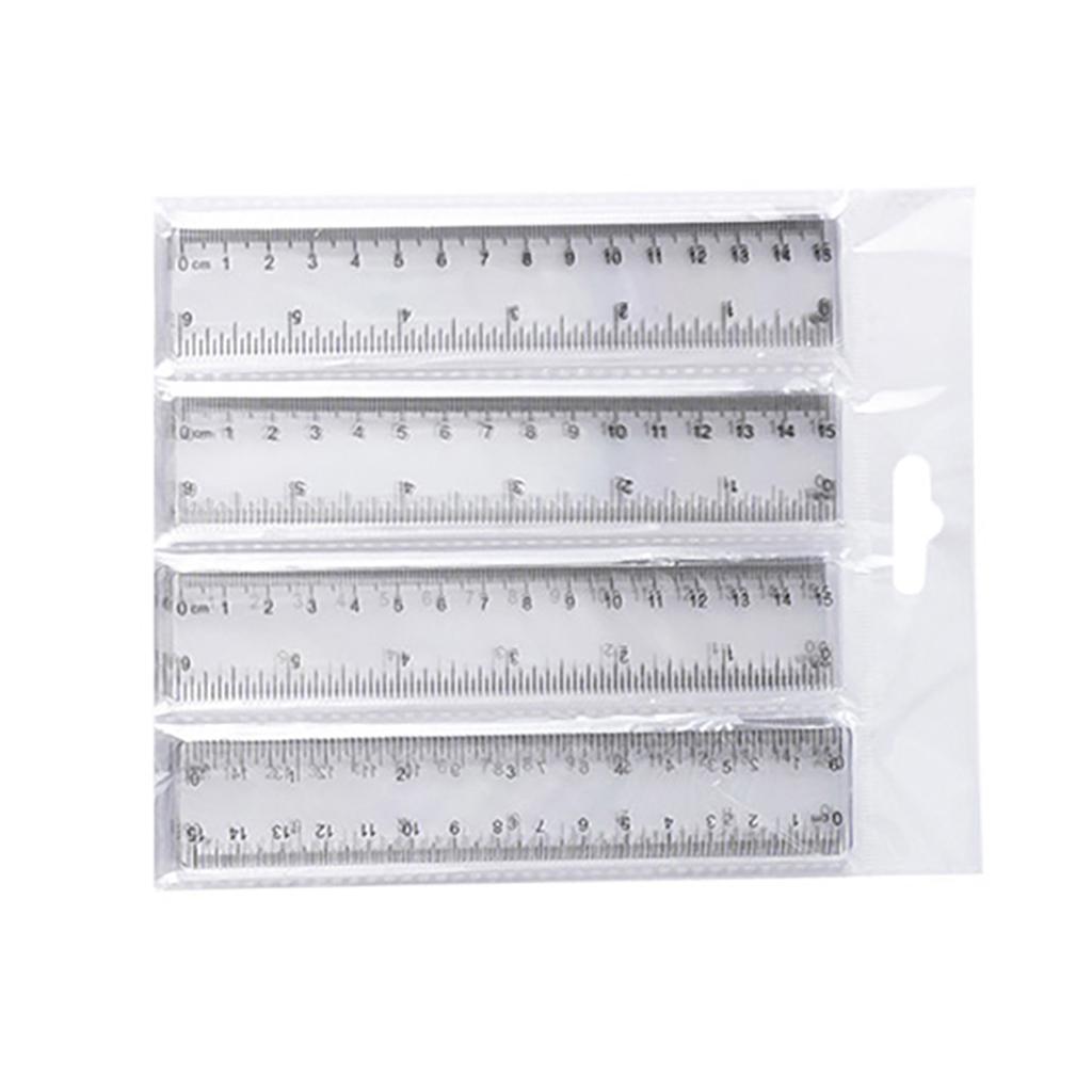 4Pcs Clear Colorful Ruler Kids Plastic Ruler for School Ruler with Centimeters Millimeter and Inches Assorted Color