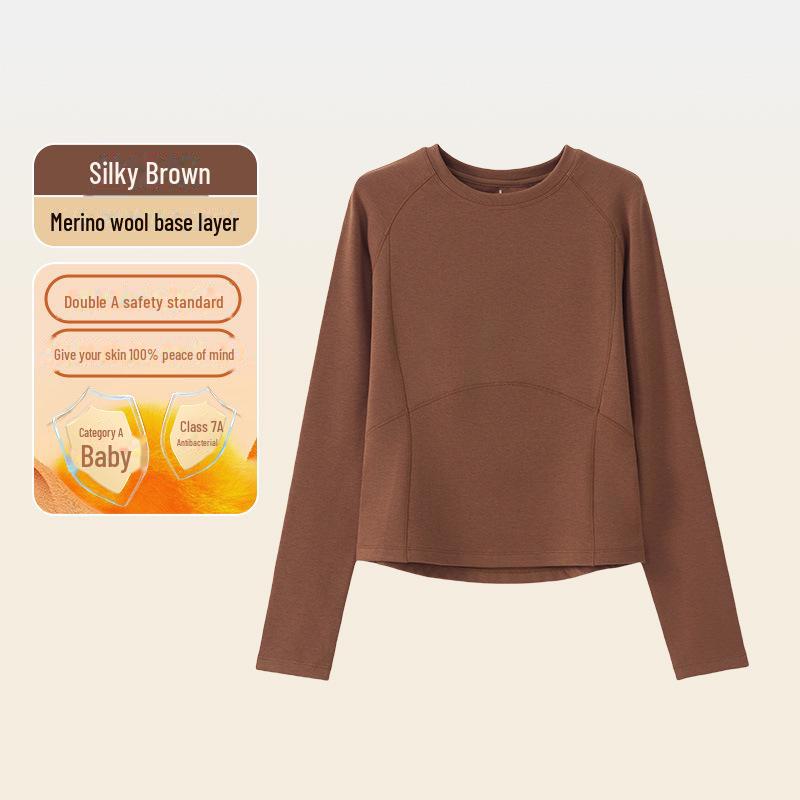 Women's Merino Wool Velvet Bottoming Shirt - Antibacterial Autumn Top