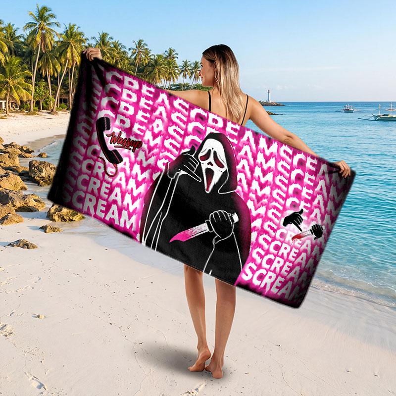 Large Beach TowelScream Ghostface Soft Absorbent Towel Beach Bath Home Use