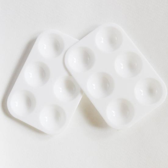 10Pcs White Plastic Paint Tray Palettes 6 Holes Thickened Art Classes DIY Crafts Watercolor Palette Color Mixing Art Painting Tray
