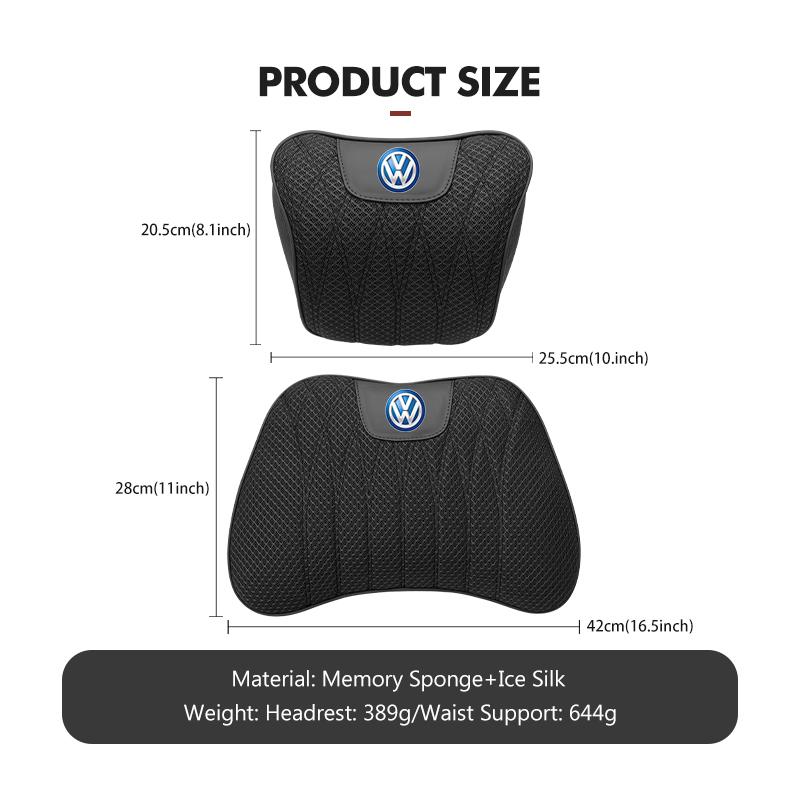WET1 Car Headrest Lumbar Pillow Auto Neck Support Accessory For Volkswagen VW Scirocco Jetta Beetle Golf 4 5 6 Passat Polo B5