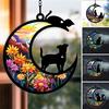 Hanging Ornament Colourful Cat/Dog On The Moon Design with Hanging Hole Vibrant