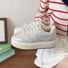 2025 зима новая корейская версия перламутровая полированная кожа на шнуровке круглый носок платформа повседневные кеды плюшевые туфли женские