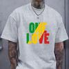 One Love Rasta Jamaican Reggae Style Men's T-Shirt Summer Daily Casual Men's Tee Outdoor Street Fashion Men's Short-sleeved Top