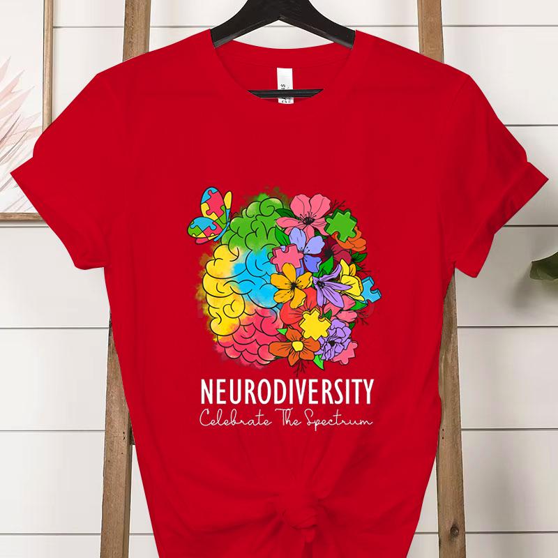 Teacher Autism Tshirt Floral Neurodiversity Celebrate The Spectrum Graphic T Shirts Clothing Autism Awareness Shirt for Women