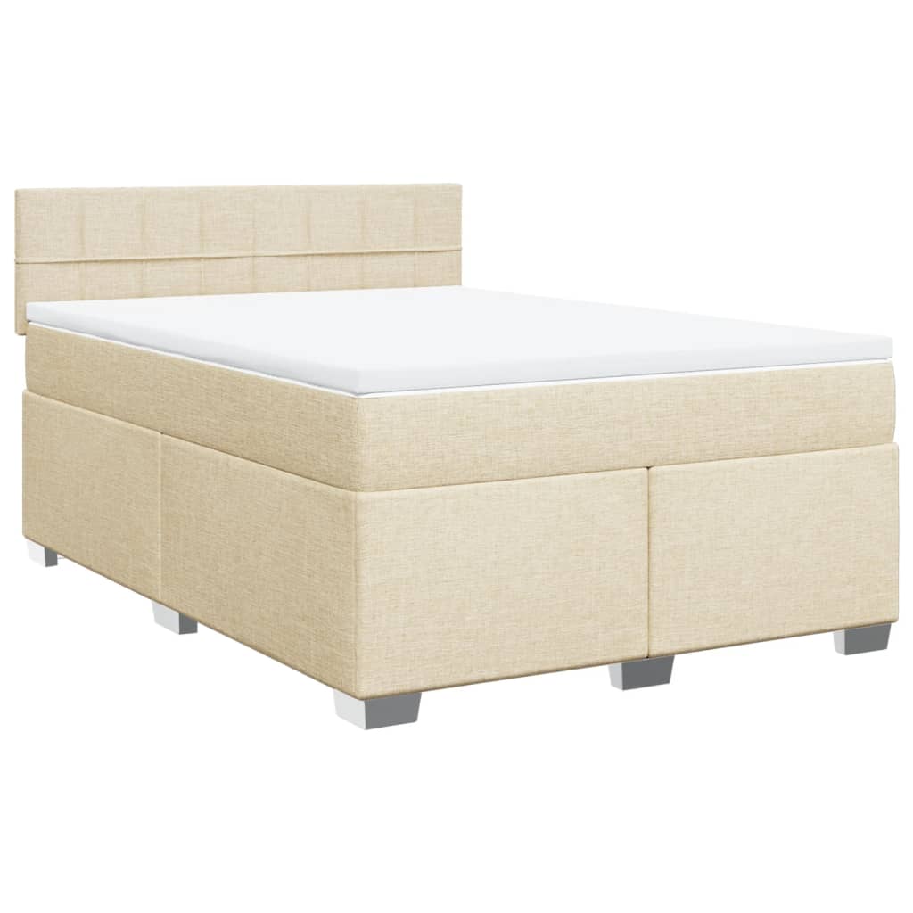 Box Spring Bed with Mattress Cream 140 x 200 cm Fabric
