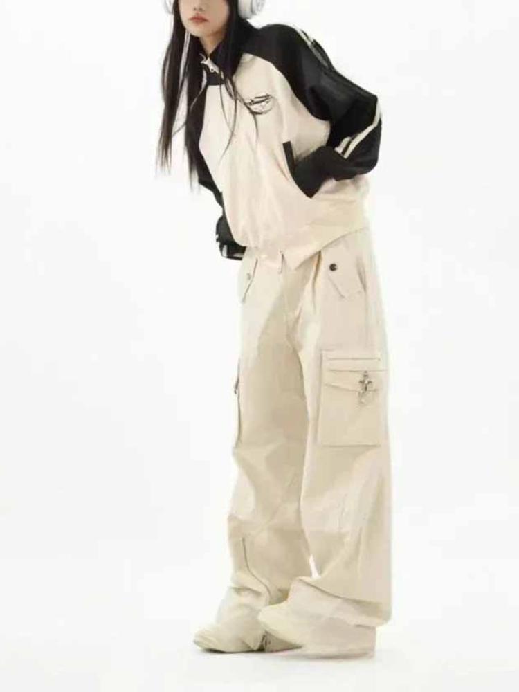 Лоскутная укороченная куртка женская Y2k молния ретро спортивная верхняя одежда корейская уличная одежда воротник-стойка полосатые куртки женские новые