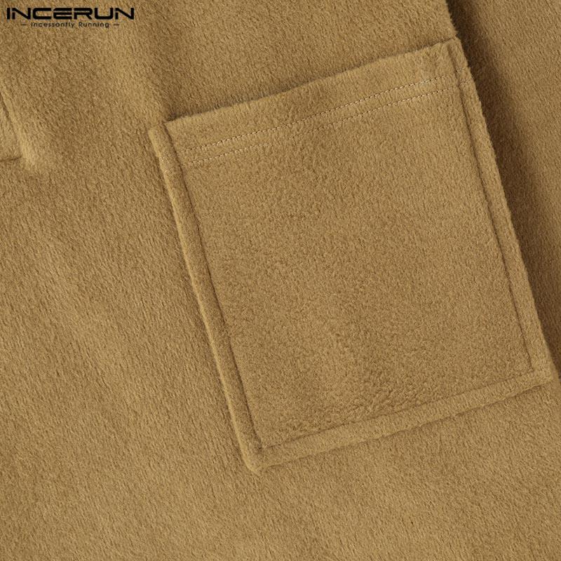 INCERUN Men Buttons Neck Long Sleeve Furry Casual Solid Loose T-shirts Tops