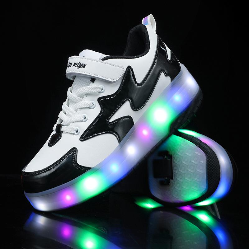 TUINANLE Roller Skates 2 Wheels Shoes Glowing Lighted Led Children Boys Girls Kids Luminous Sports Boots Casual Sneakers