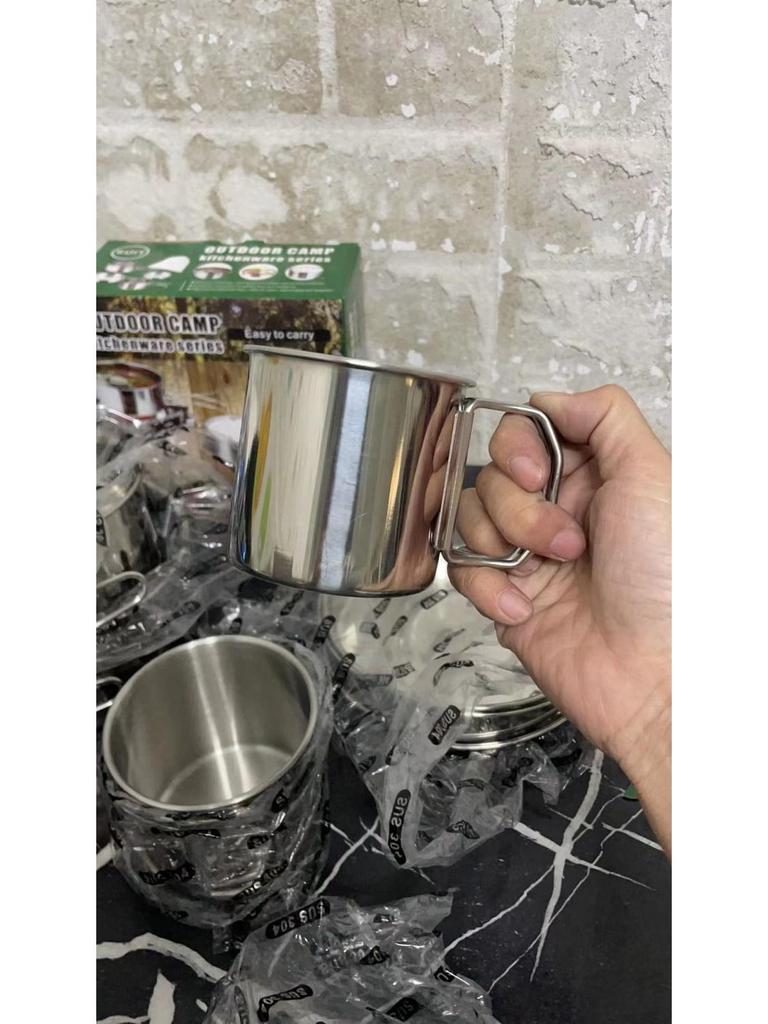 Набор складной походной посуды из нержавеющей стали 304 - Прочная, портативная и складная посуда для приключений на открытом воздухе.