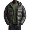Men's Casual Solid-color Long-sleeved Hooded Cotton-padded Jacket, Men's Thickened Warm Loose Pocket Bread Jacket Coat