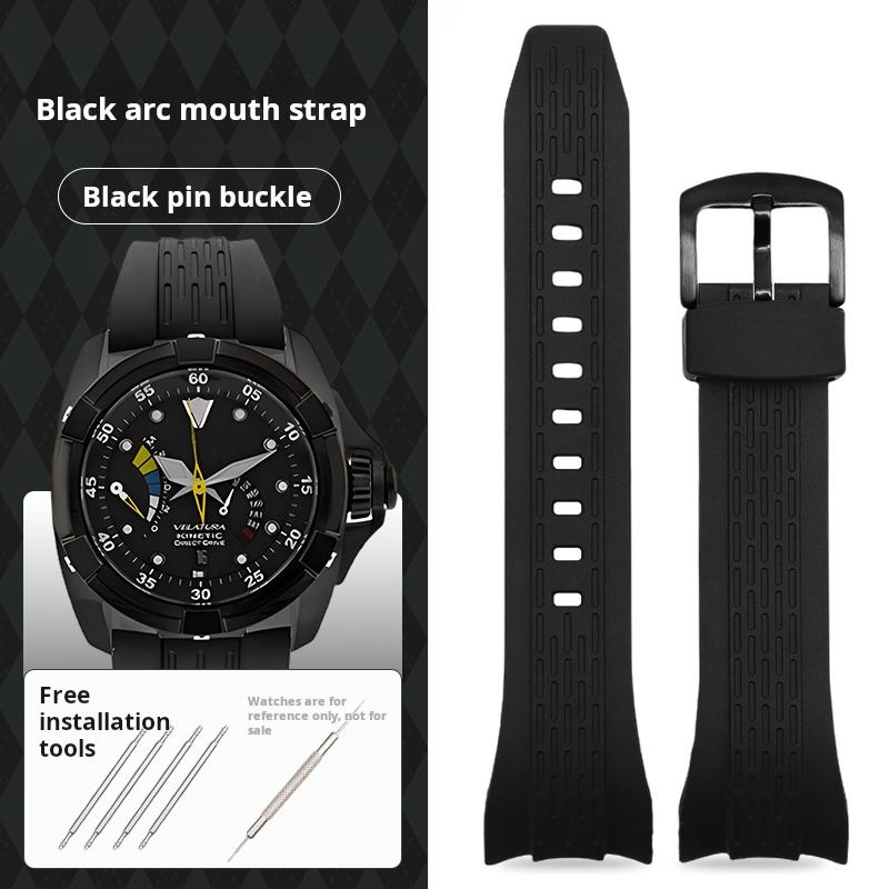 26 мм Синий изогнутый силиконовый ремешок для часов Seiko VELATURA/SRH 006 013 SPC007J1 SNAE17 мужские Спортивные резиновые аксессуары для ремешков часов