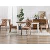 Dining Chair (Kitchen Chair with Unique Door Knocker on the Back, 4 pcs), Upholstered Chair with Nailhead Trim, Solid Wood Legs, Velvet Cover, Brown