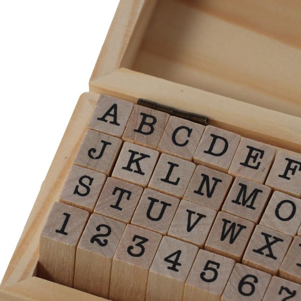 Brown Wooden Stamps Wood Alphabet Stamps Scrapbooking Supplies Stamps for DIY