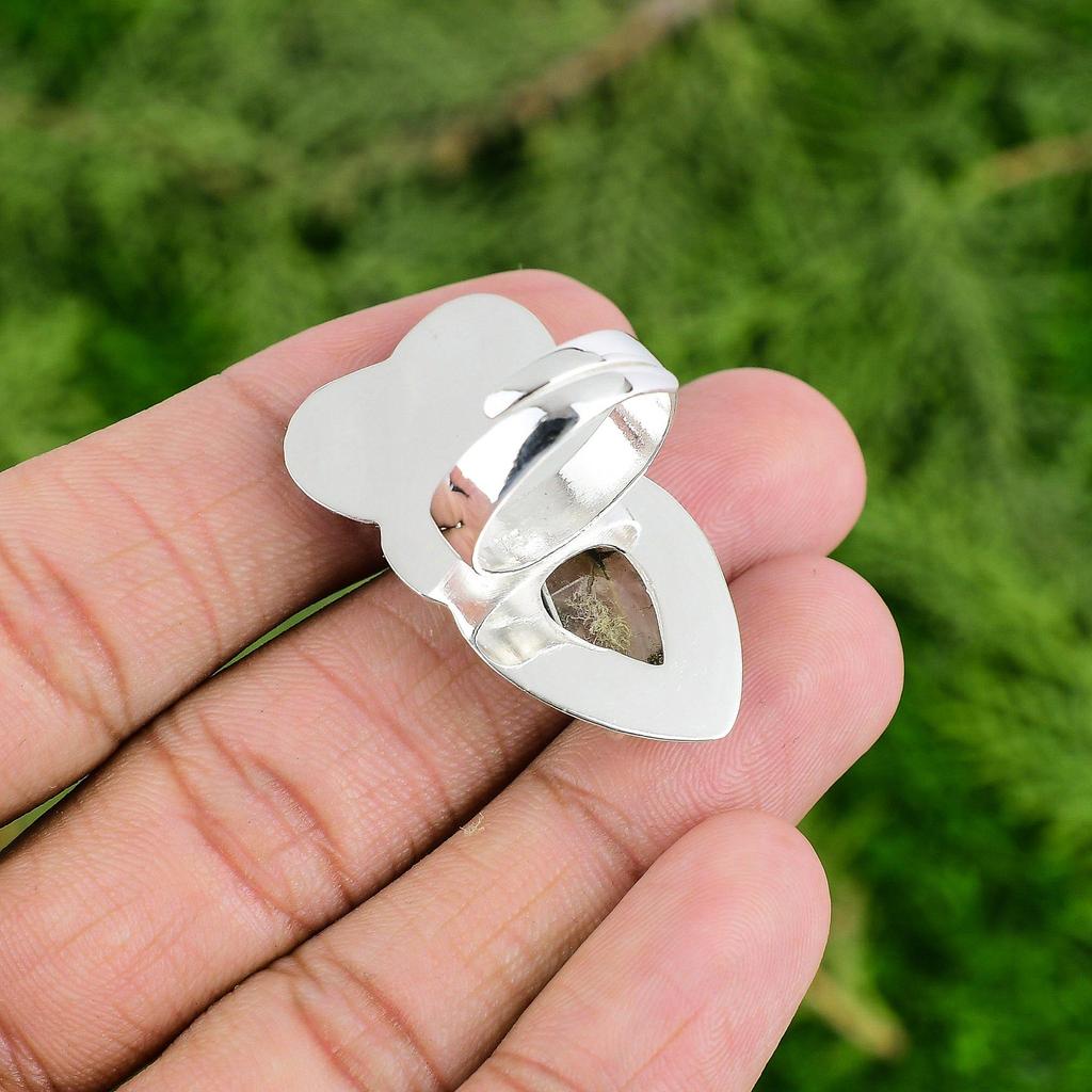 День матери Сделка Серебро 925 пробы Золотистый рутил Камень Солитер Дочь Цветок Кольцо