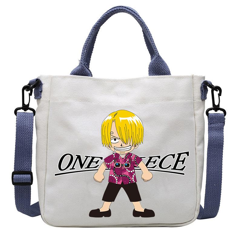 Сумки из холста One Piece с принтом персонажей аниме Luffy Мультяшные Фигурки Аниме Сумка через плечо Наружная Большая вместимость Модная Сумка-кроссбоди Подарки Подвижные Сочлененные Масштаб