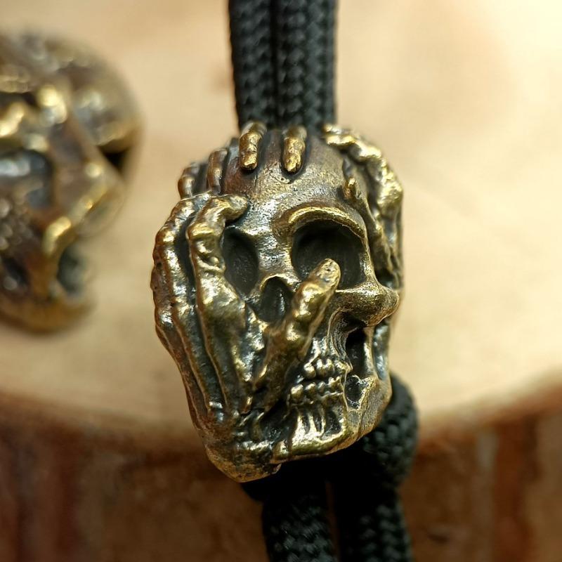 Outdoors Tool Brass Three Handed Skull Knife Beads Lanyard Pendant Backpack Bracelet Necklace Keychain DIY Accessories