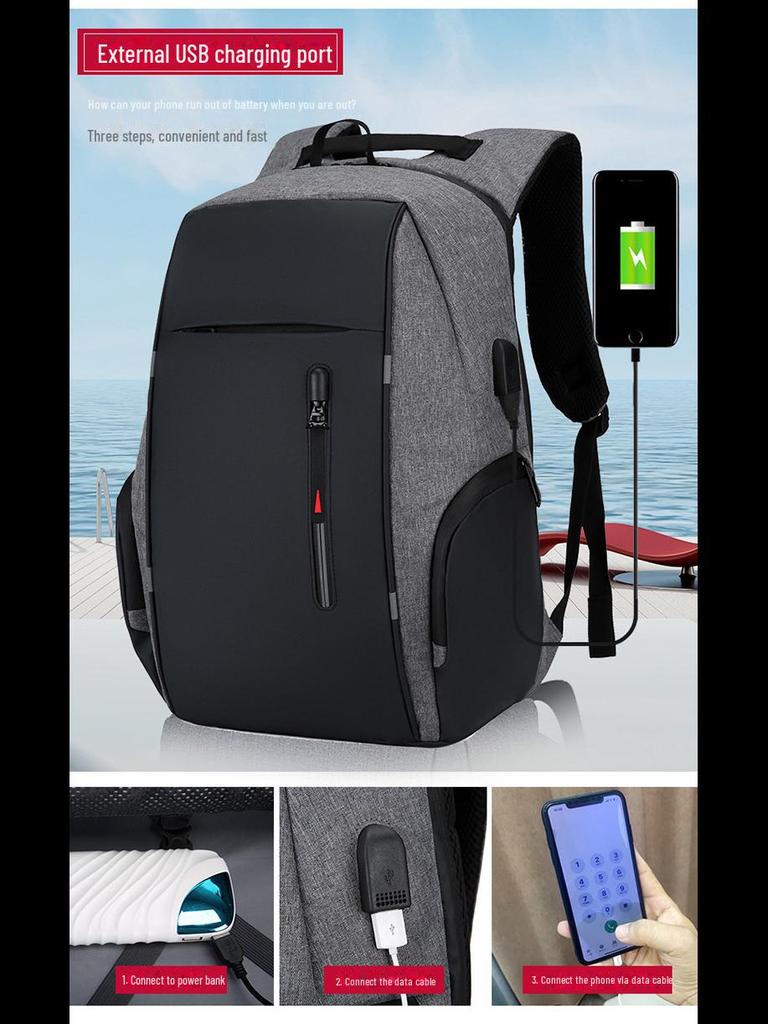 Мужской многофункциональный деловой рюкзак для ноутбука с USB-портом для зарядки