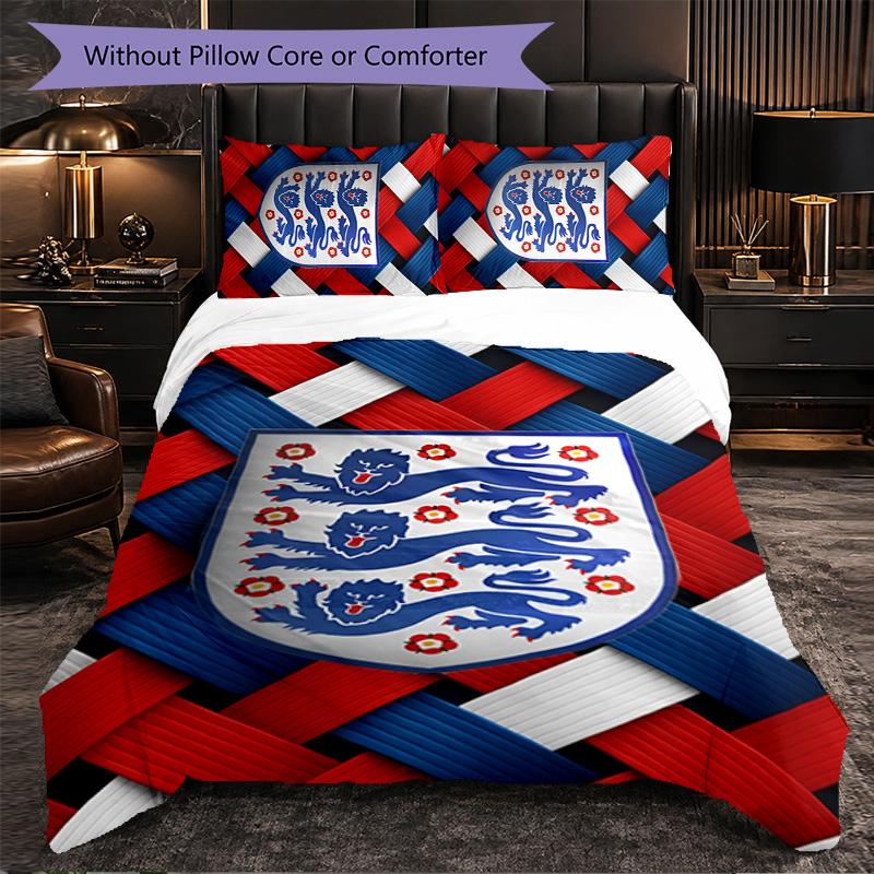 England national football team 3 Piece Bedding Set Soft Duvet Cover Set with Pillowcases Printed Bedroom Decor Set for Home