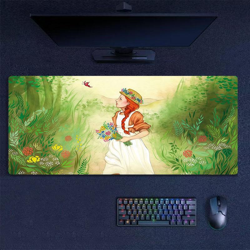 Anne of Green Gables Art Mouse Pad, Large Gaming Desk Mat, Non-slip XXL Mousepad for Laptop & Tablet, Mini PC Playmat with Stitched Edges