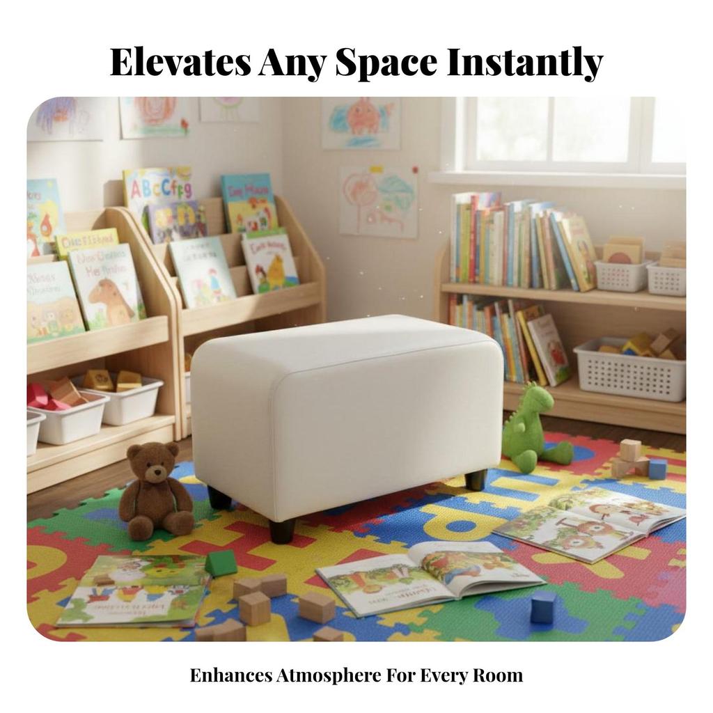 Rectangular Padded Stool adaptable Upholstered Footrest adaptable Use Sturdy Construction for Students, Living Room, Library
