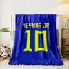 Blue background with "NEYMAR JR" and yellow-green number "10" design. for all seasons blanket lunch break throw gift