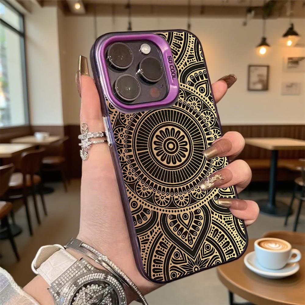 Изящный золотой узор мандалы, жесткий чехол для телефона для Iphone 16 15 14 13 12 11Pro Max Mini, противоударный, защитный от царапин