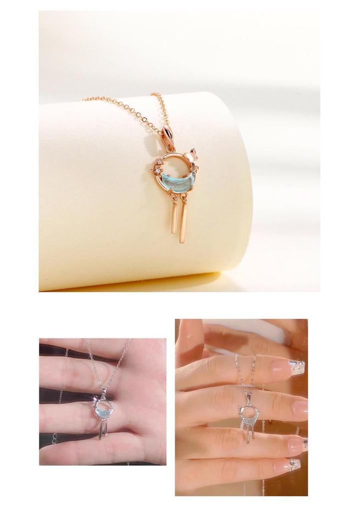 Women's Starry River Butterfly Tassel Necklace: S925 Sterling Silver with Star, Moon, and Zircon Accents