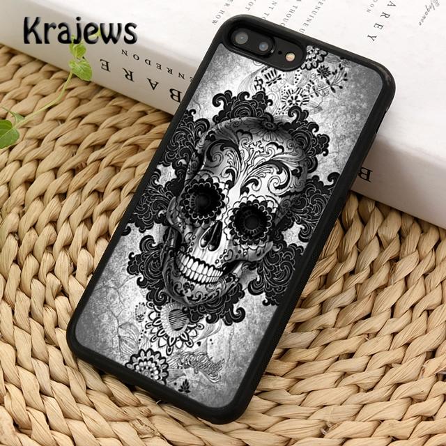 Krajews Мексиканский Сахарный Череп Мягкий Чехол для Телефона Для iPhone 17 Air 16 15 14 plus 11 12 13 pro max coque Оболочка Fundas