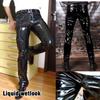 Black Wet Look Latex Men Pants Liquid Trousers for Men Motorcycle Leather Pants Rock Style Pants