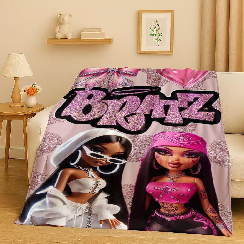 3D Cartoon Bratz Doll Girl Flannel Blanket,Ultra Soft Warm Plush Throw for Home Bedroom Bed Sofa Cover Office Gift Kids Picnic