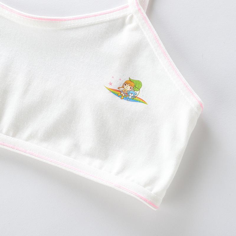 Девичья майка-бра из чистого хлопка - Защита от выпирания, Тонкая, Дизайн с сердечками