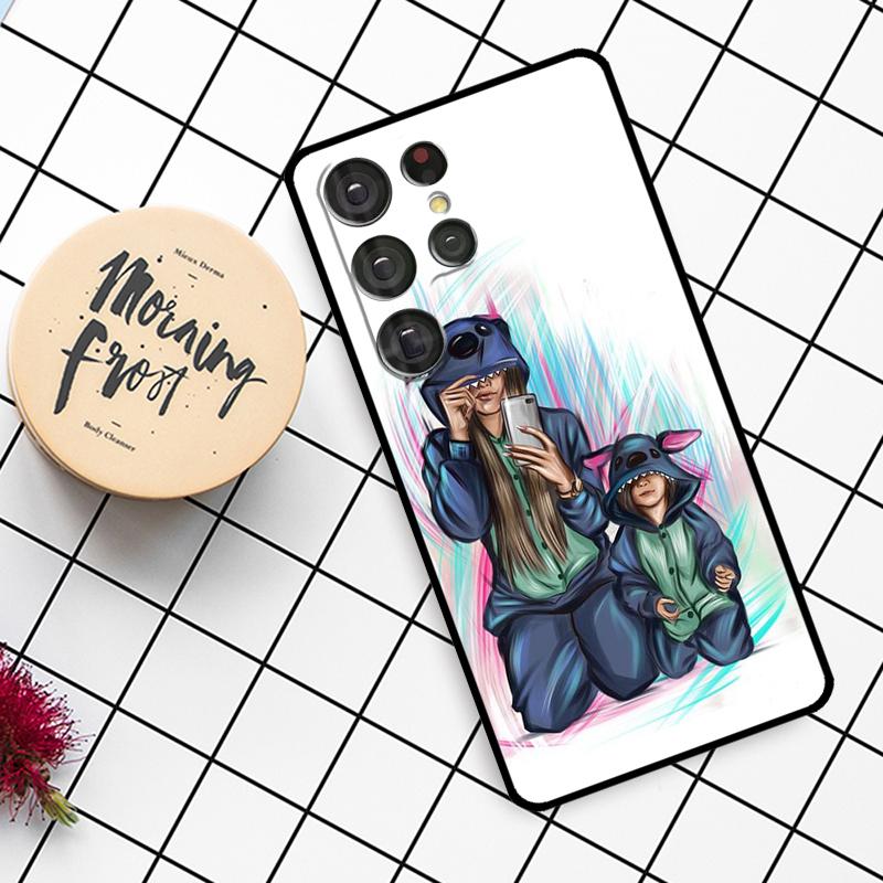 Super Mom Baby Girl Son Daughter Case For Samsung Galaxy S23 S10 S9 S8 Note 10 Plus Note 20 S22 Ultra S20 FE S21 FE Phone Cover