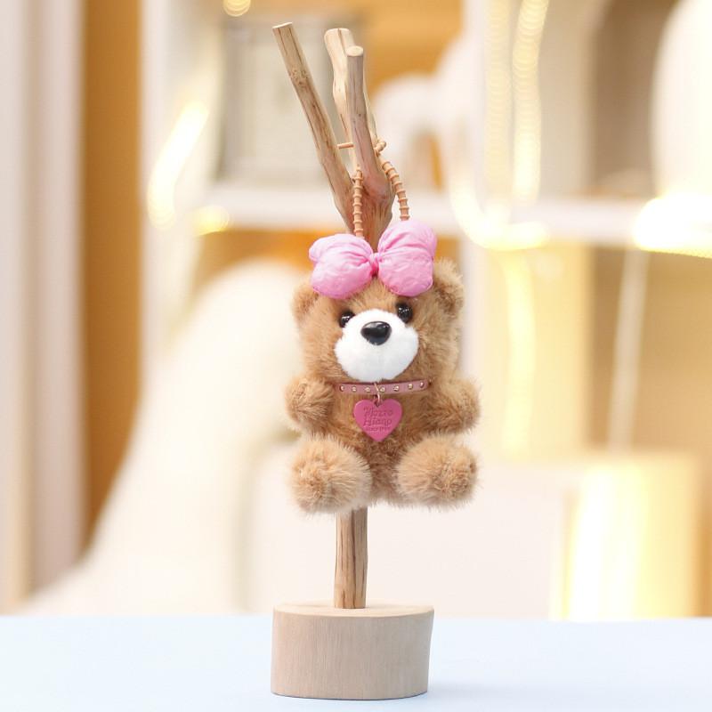 Cute Bear Stuffed Animal Plushie With Short Velvet Fur Keychain For Women Decor